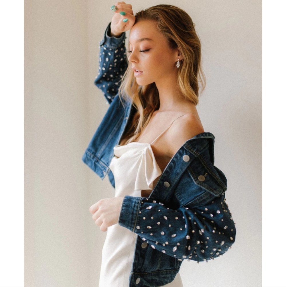 NWT Untamed Petals Denim Jacket, Size Small